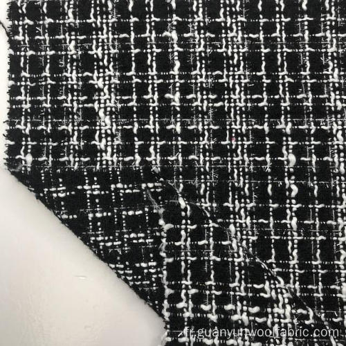 Tissu en tweed en laine tissé en polyester métallique